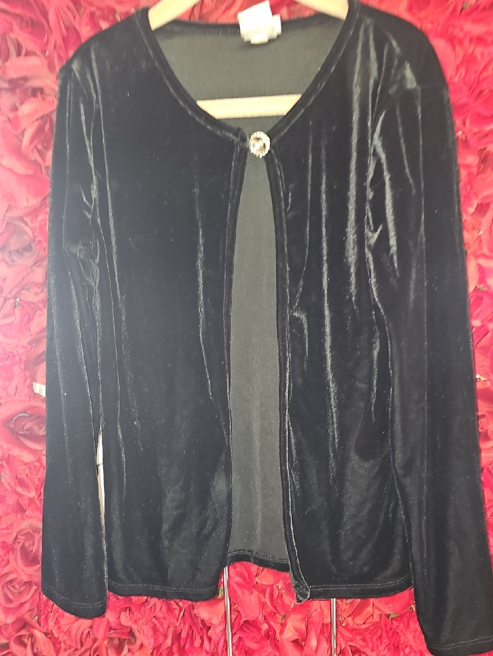 Girls' Black Velvet Single-Button Cape-Style Jacket Size 7/8